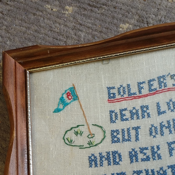 Sampler/needlework,Golfers Prayer,EUC, vintage - Picture 5 of 7